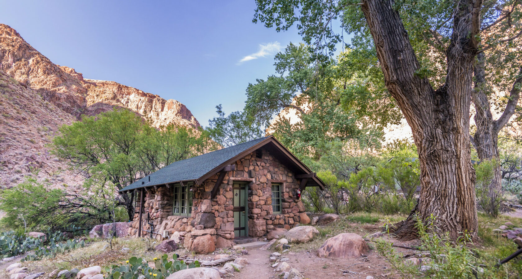 Rustic lodging accomodations at Phantom Ranch at the bottom of Grand Canyon
