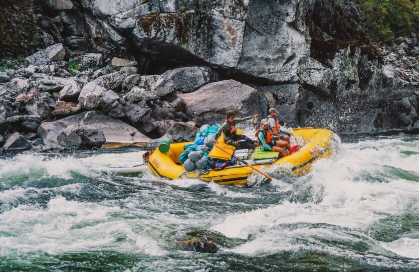 A raft guide navigates whitewater on Idaho's Main Salmon River