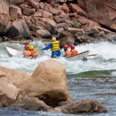 A dory navigates a rapid in Upper Grand Canyon.