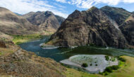 Landscape view of the Snake River through Hells Canyon on an OARS trip.