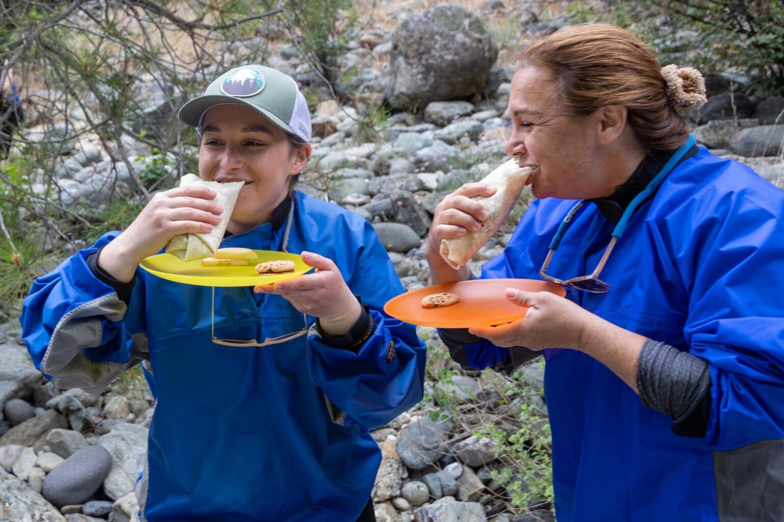 Enjoying lunch on an OARS North Fork American River rafting trip