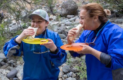 Enjoying lunch on an OARS North Fork American River rafting trip