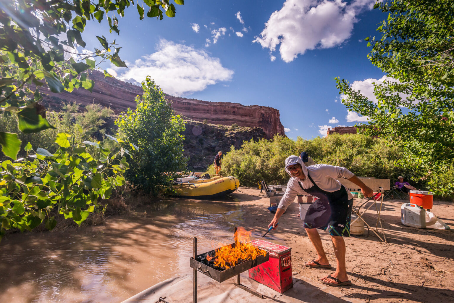 Preparing the fire pan on an OARS Westwater trip