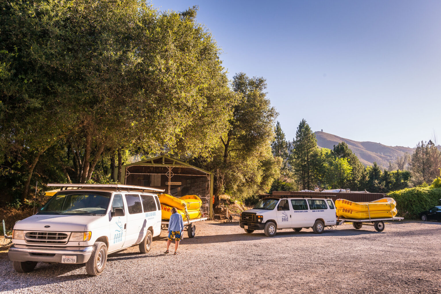 OARS vans at the American River Outpost