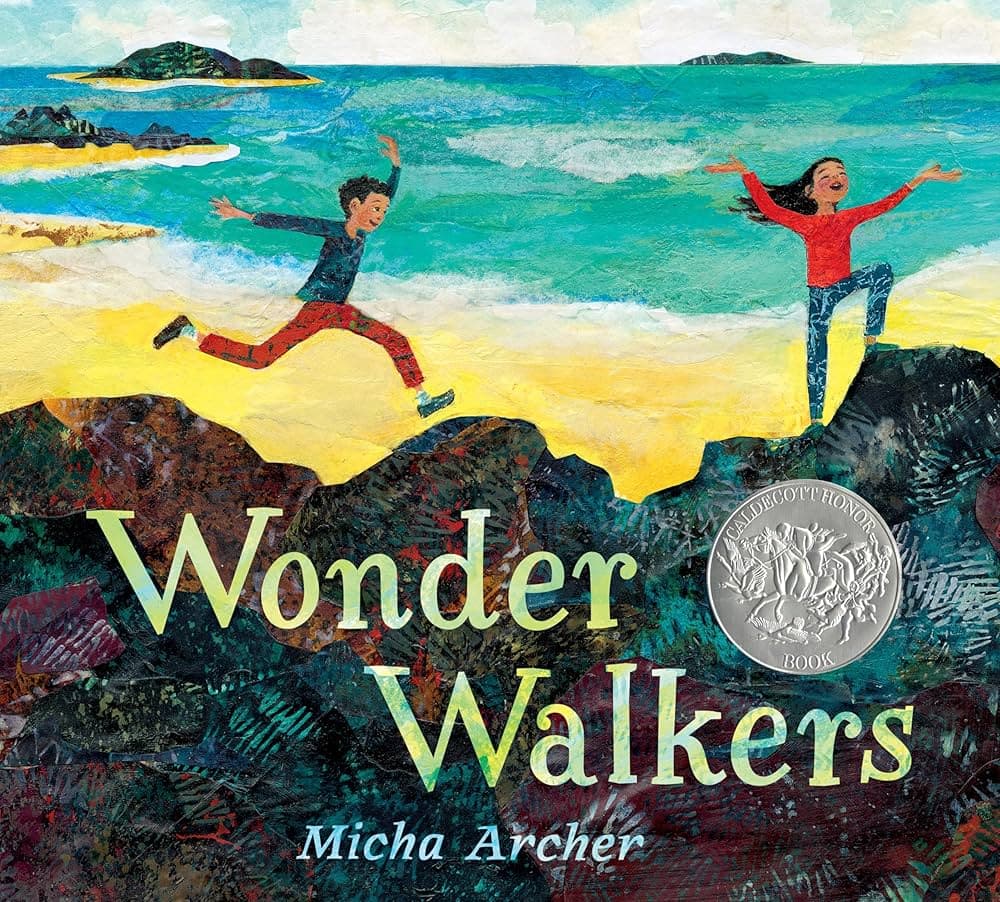 Book cover for Wonder Walkers featuring illustrated children walking near an ocean