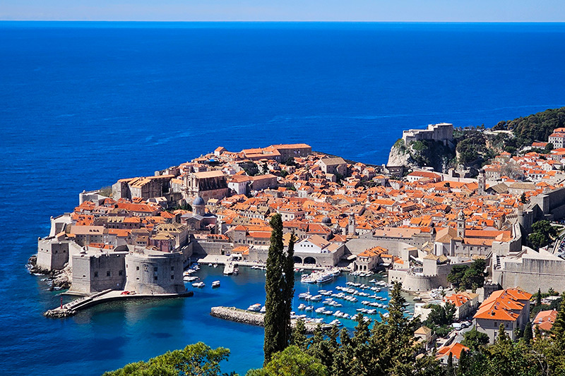 Aerial shot of Dubrovnik in Croatia