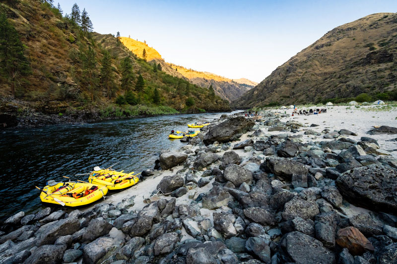 A riverside camp along the Lower Salmon River