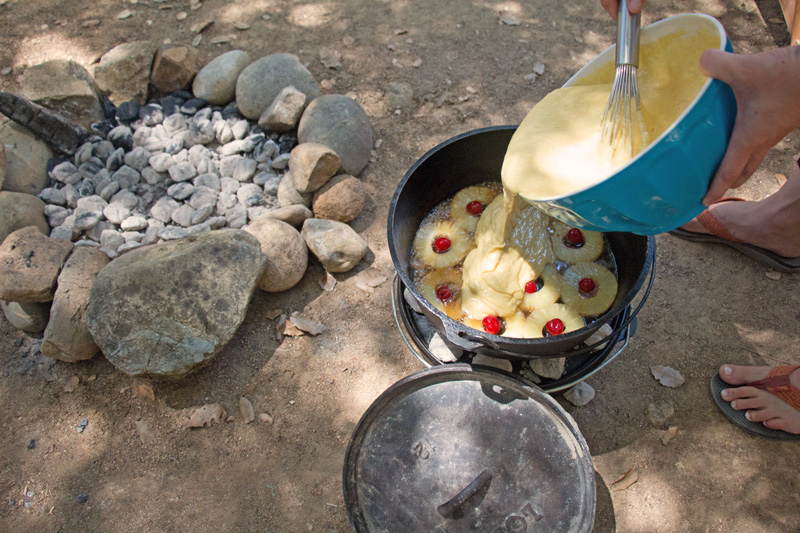 How to Make a Dutch Oven Dessert: Pineapple Upside-down Cake