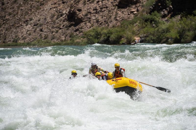 Raft in whitewater in Grand Canyon