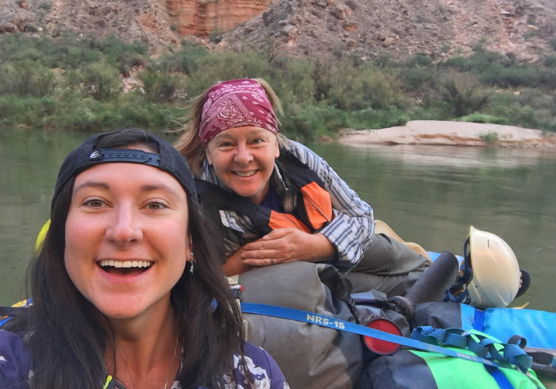 OARS guide Sara O'Donnell on a Grand Canyon rafting trip