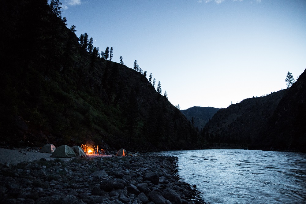 Camping in a scenic canyon on an OARS river trip 