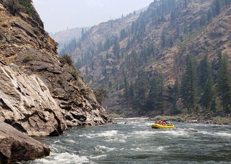 Rafting through a smoky canyon on Idaho's Main Salmon River