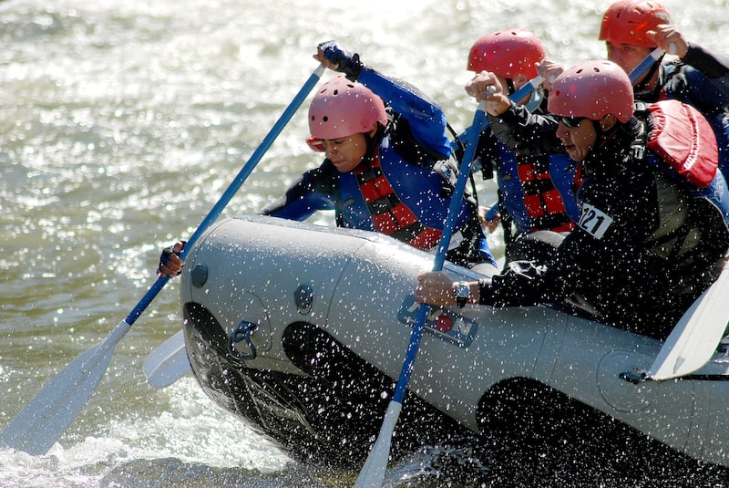 A group rafts the Gauley River