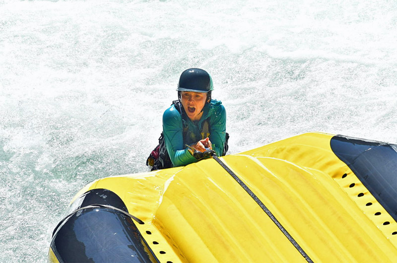 Raft flip on the Middle Fork American river 