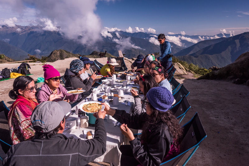 Group meal on the Inca Trail Trek