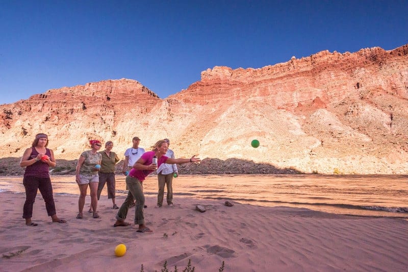 The sandy beaches of Cataract Canyon make for great boat-in camping and camp games