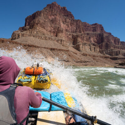 OARS guide in baggage boat hits big wave in Grand Canyon