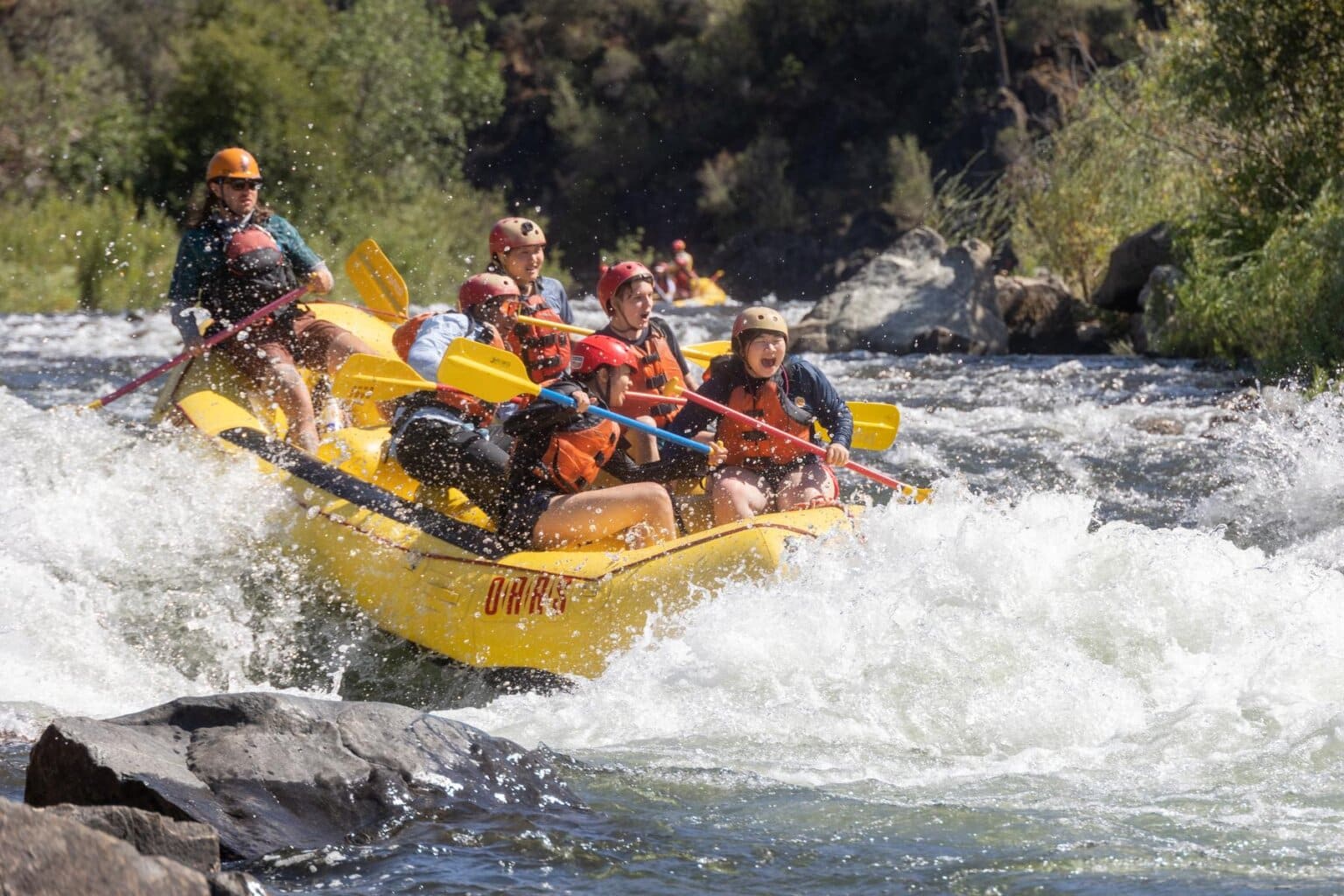 Heading into a rapid on the Chili Bar section of the South Fork American River while rafting