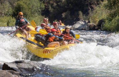 Heading into a rapid on the Chili Bar section of the South Fork American River while rafting