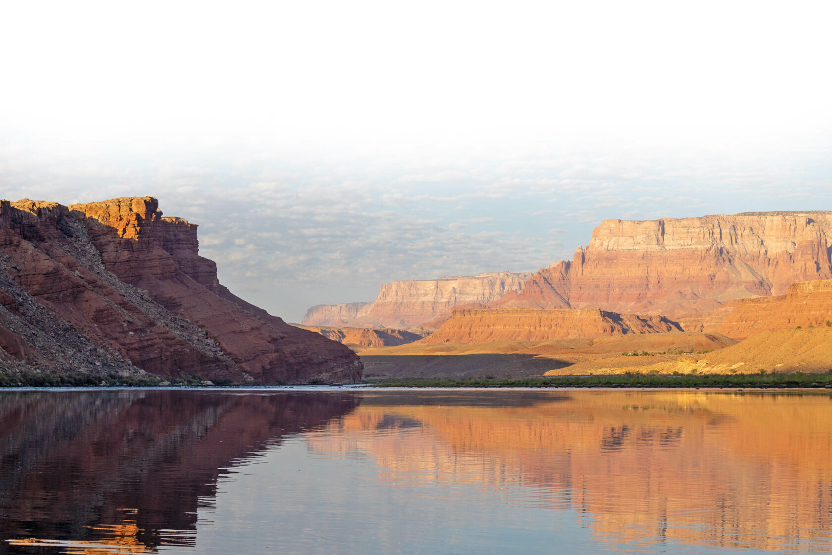 Calm glassy river.