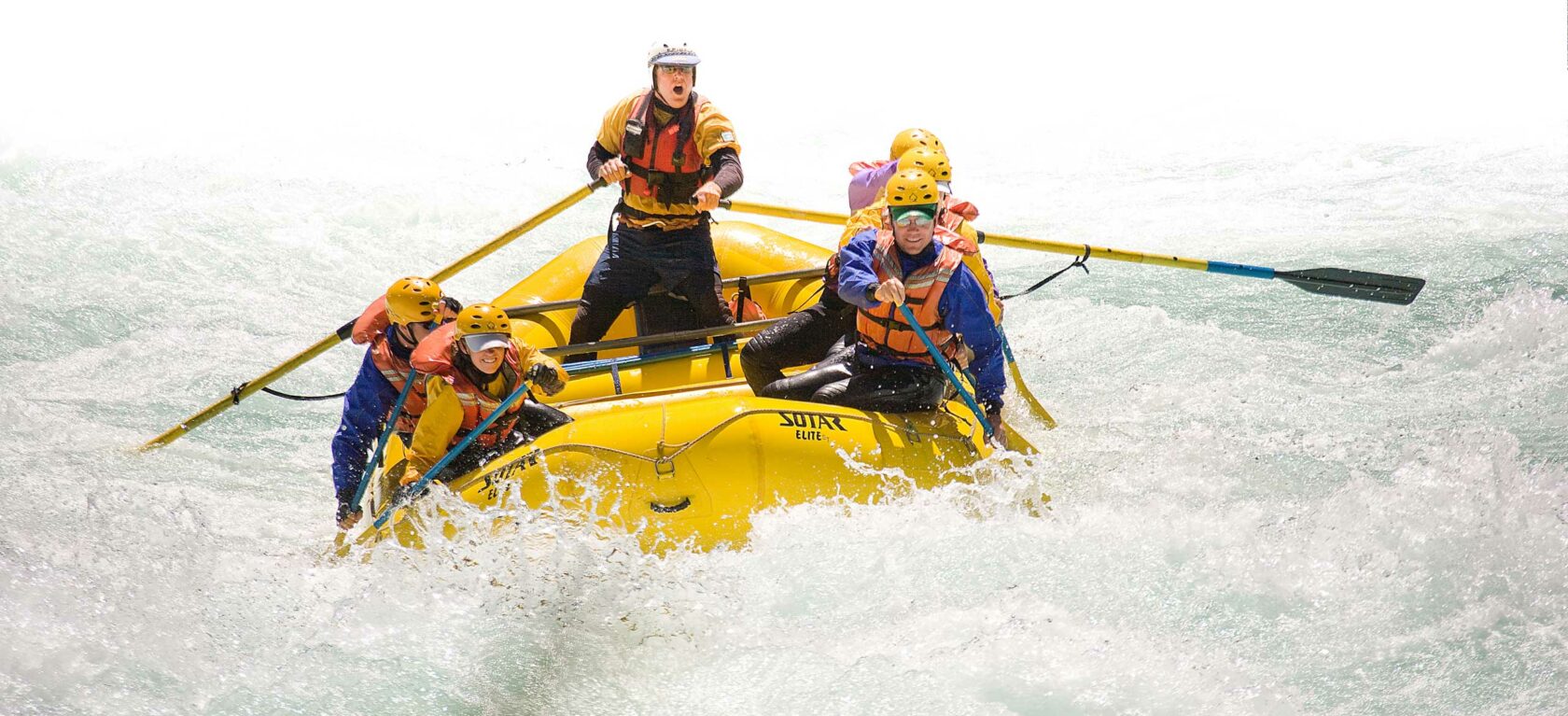 People white water rafting in Chile.