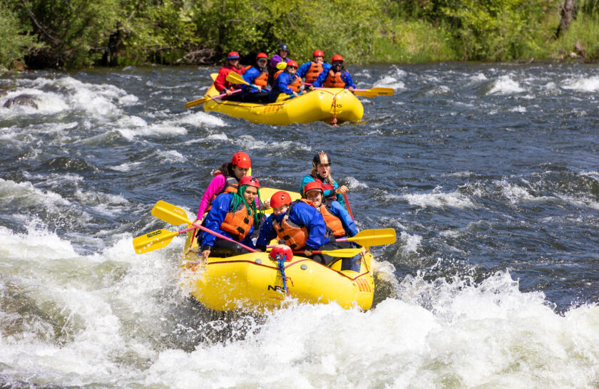 Dropping into Hospital Bar Rapid on the South Fork of the American River on an OARS rafting trip.