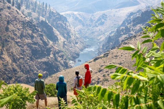 Group of people overlooking the Lower Salmon river.