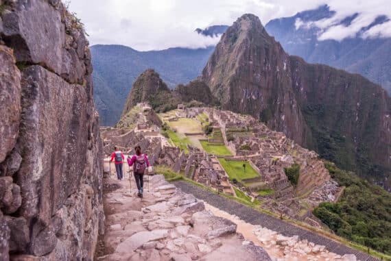 Group walking in Machu Picchu, Peru.