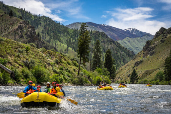Group rafting down the Middle Fork of the Salmon River.