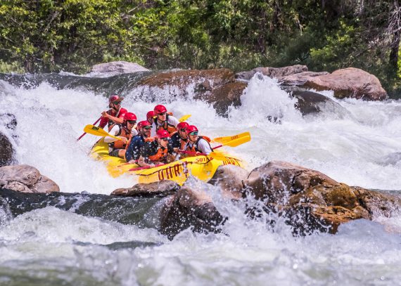 Rafters paddling through Clavey Falls on the Tuolumne River
