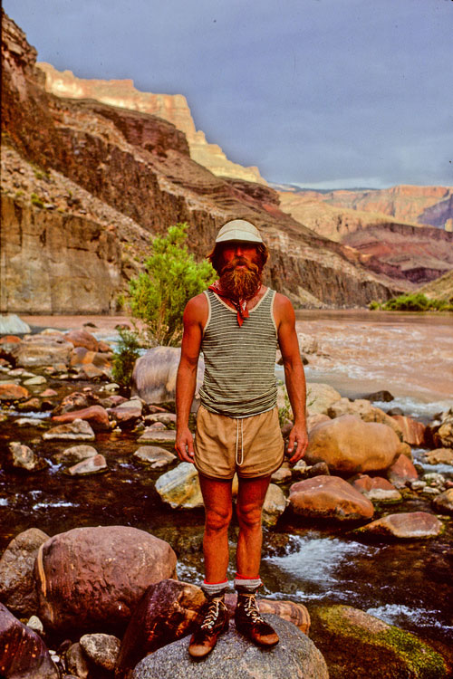 Archival photo of Grand Canyon river guide Regan Dale from his early days guiding