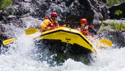 Group of rafters on California's Merced River