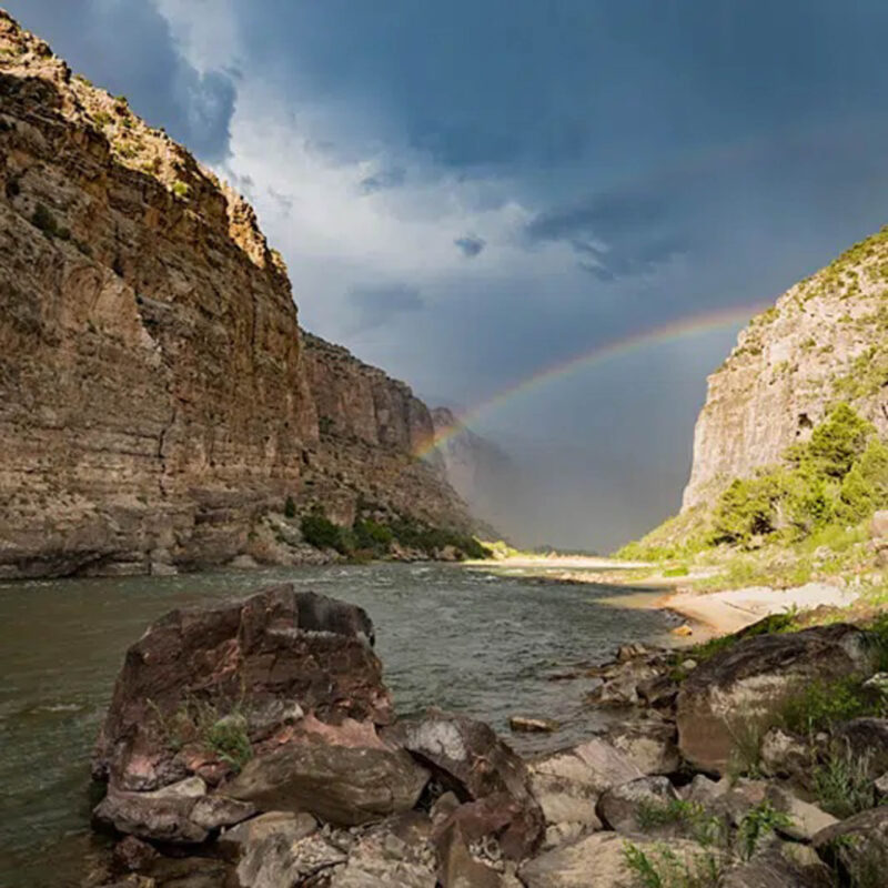 Rainbow over the river at Dinosaur National Park.