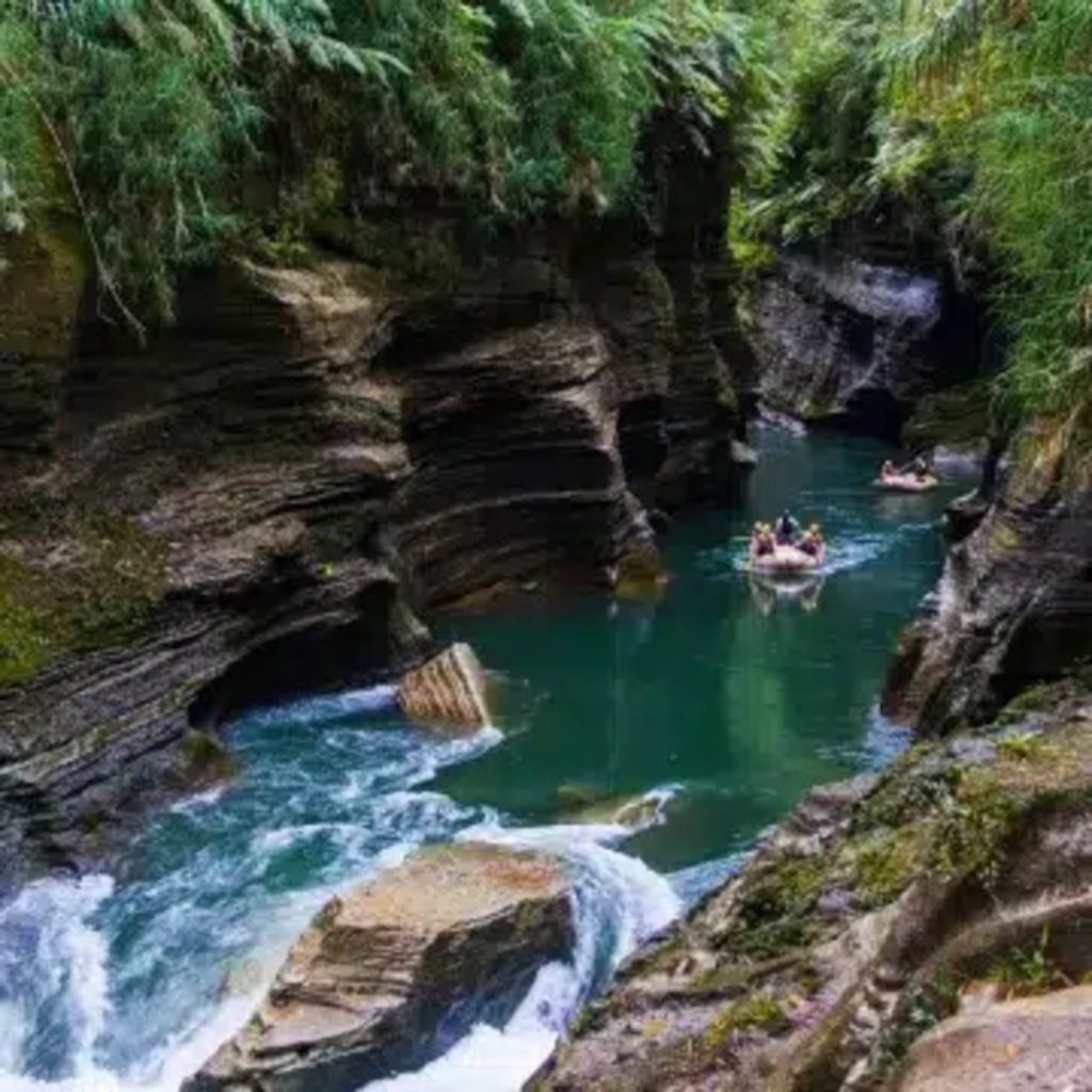 Group rafting in Fiji.