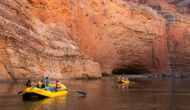 Group rafting in the Grand Canyon.