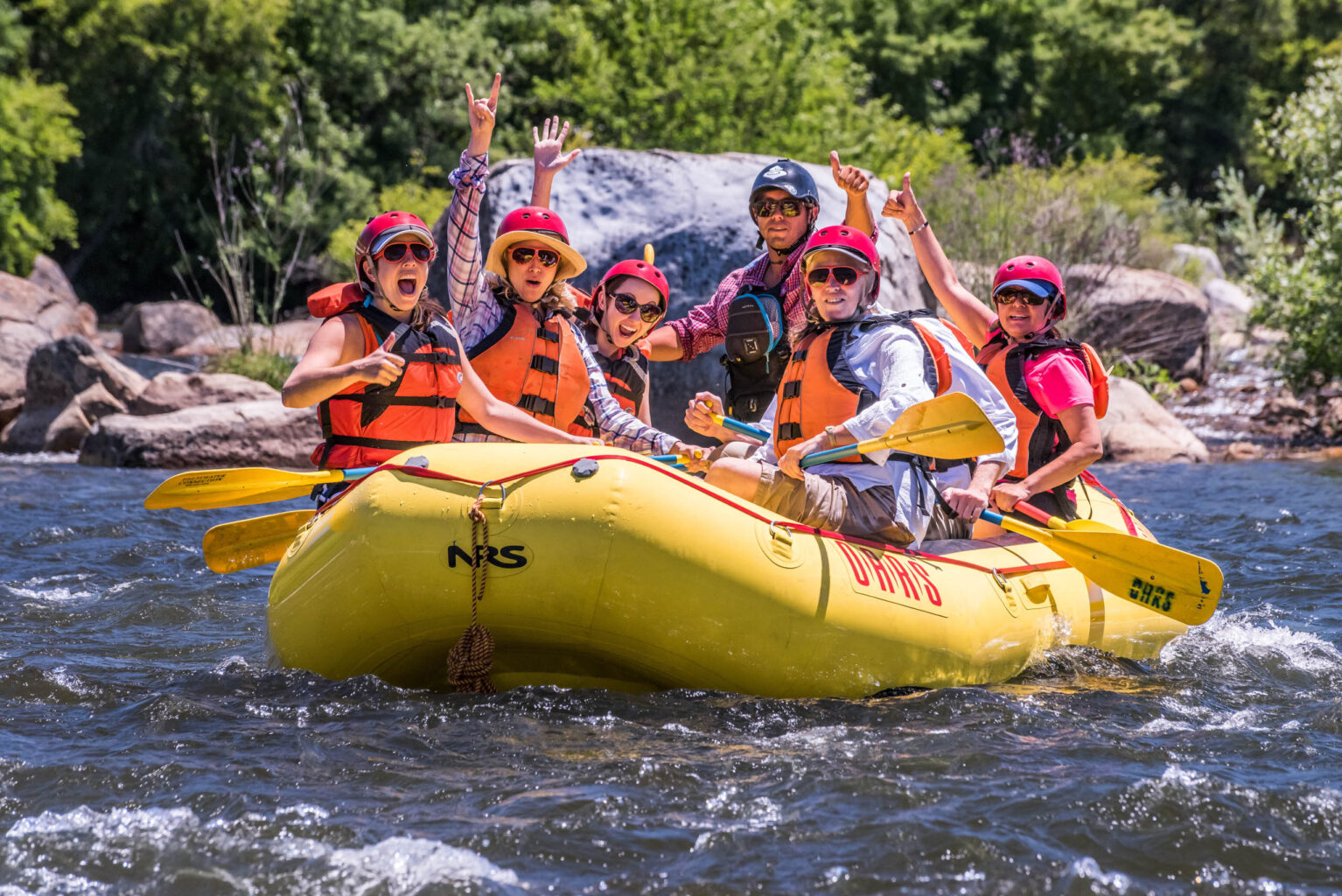 American South Fork river rafting group.
