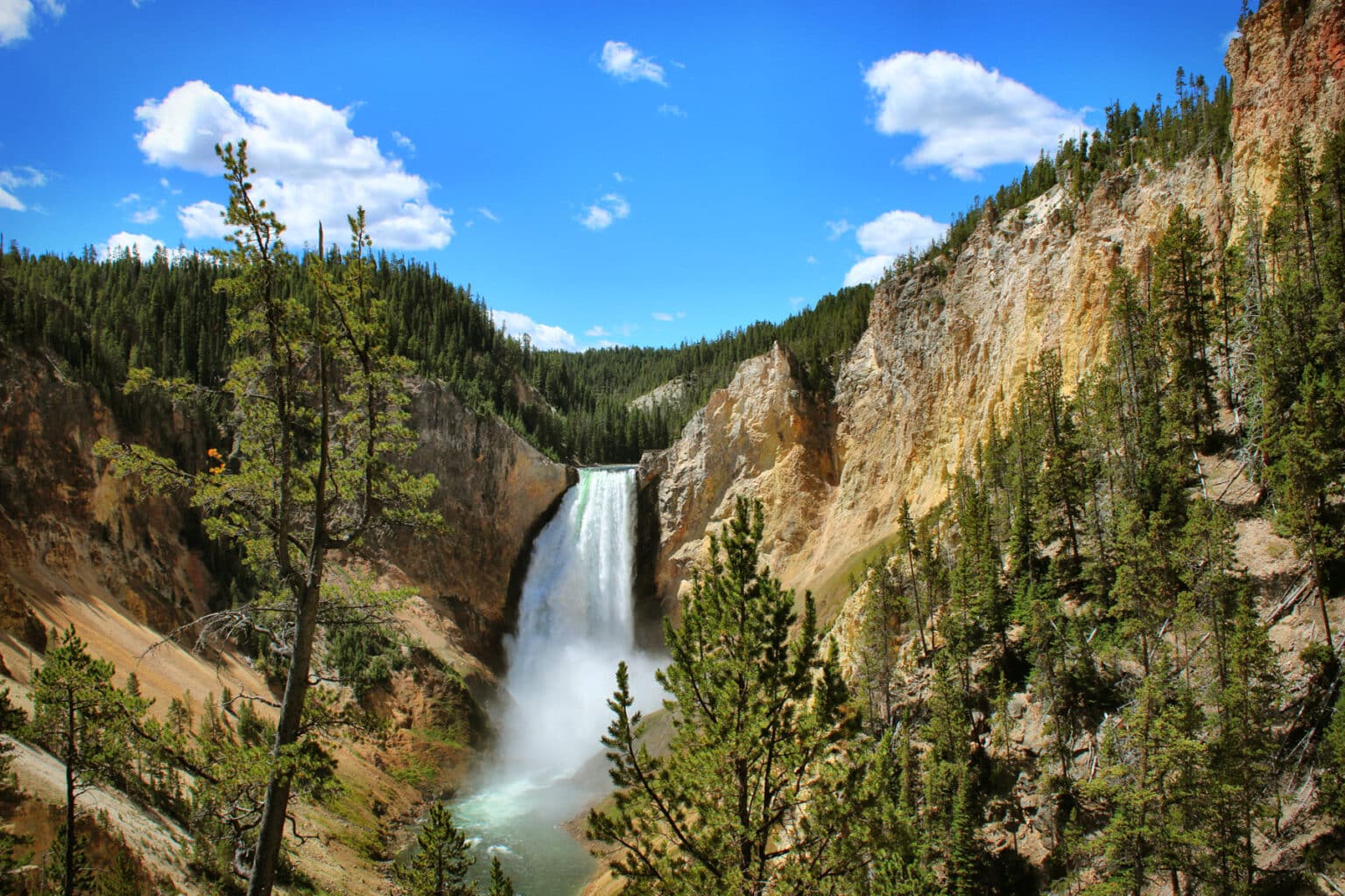View of Yellowstone Falls in Yellowstone National P ark 