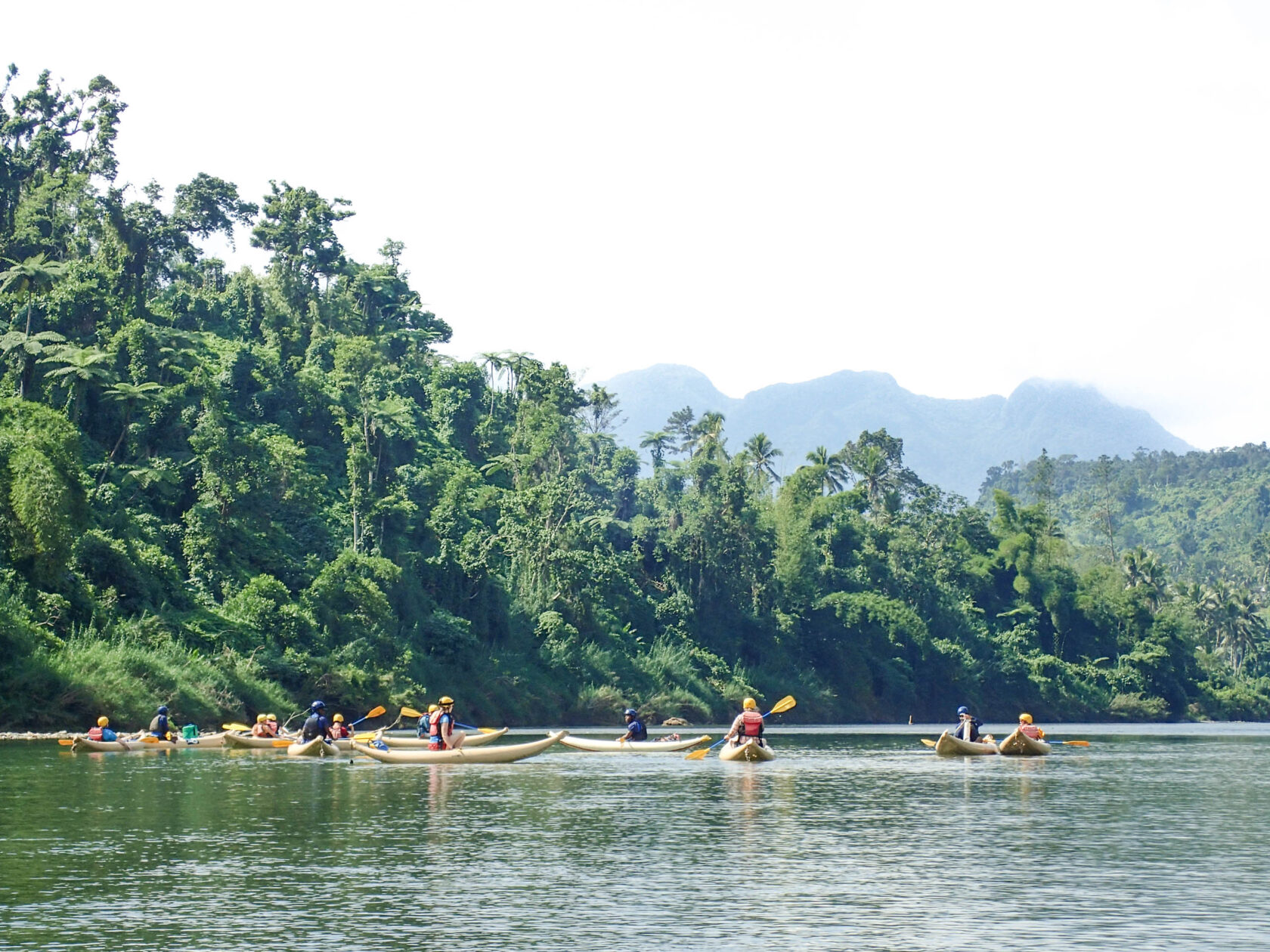 Rafting down the Navua River in Fiji.