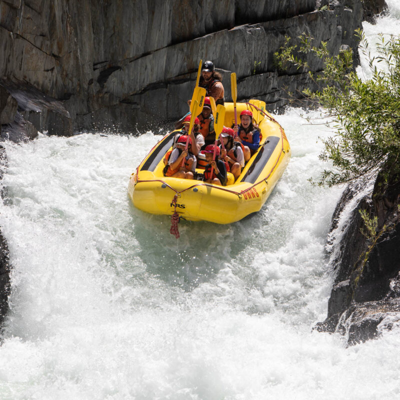 Group whitewater rafting.