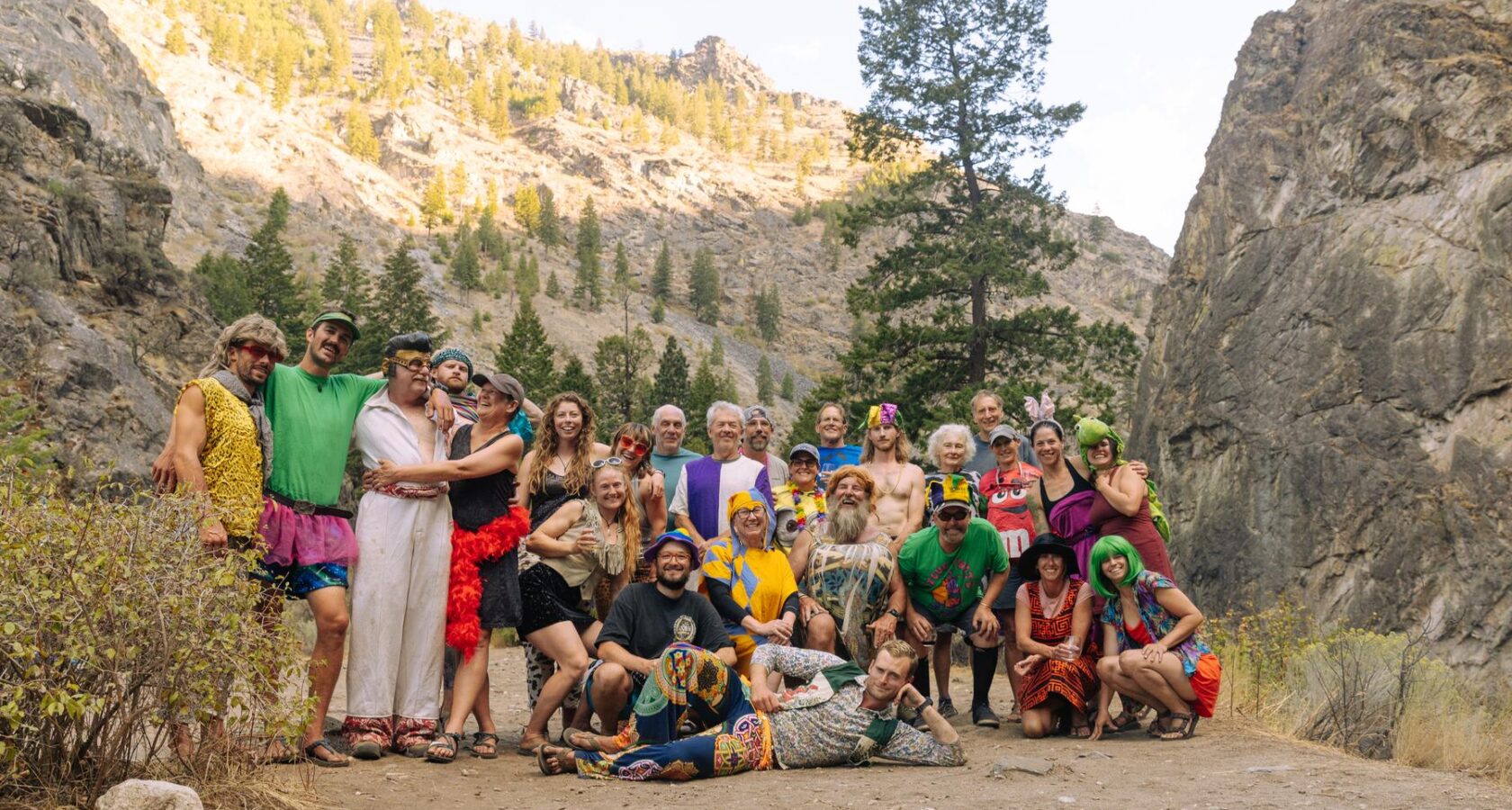 A group of rafters shows of their river costumes on Idaho's Middle Fork Salmon River