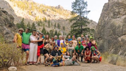 A group of rafters shows of their river costumes on Idaho's Middle Fork Salmon River