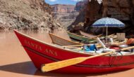 A row of dories in the Grand Canyon