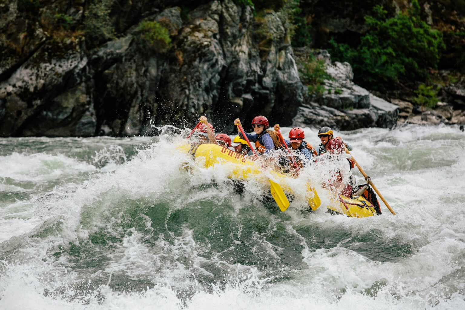 Group whitewater rafting.
