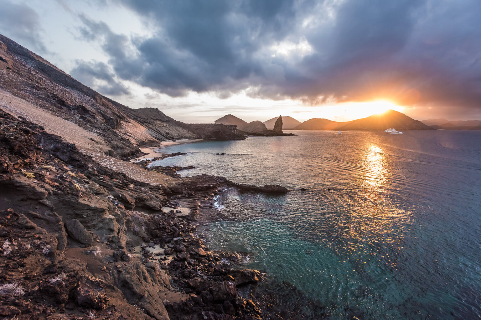 A beautiful sunset in the Galapagos Islands.