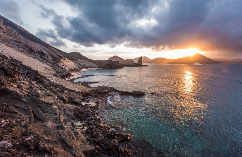 A beautiful sunset in the Galapagos Islands.