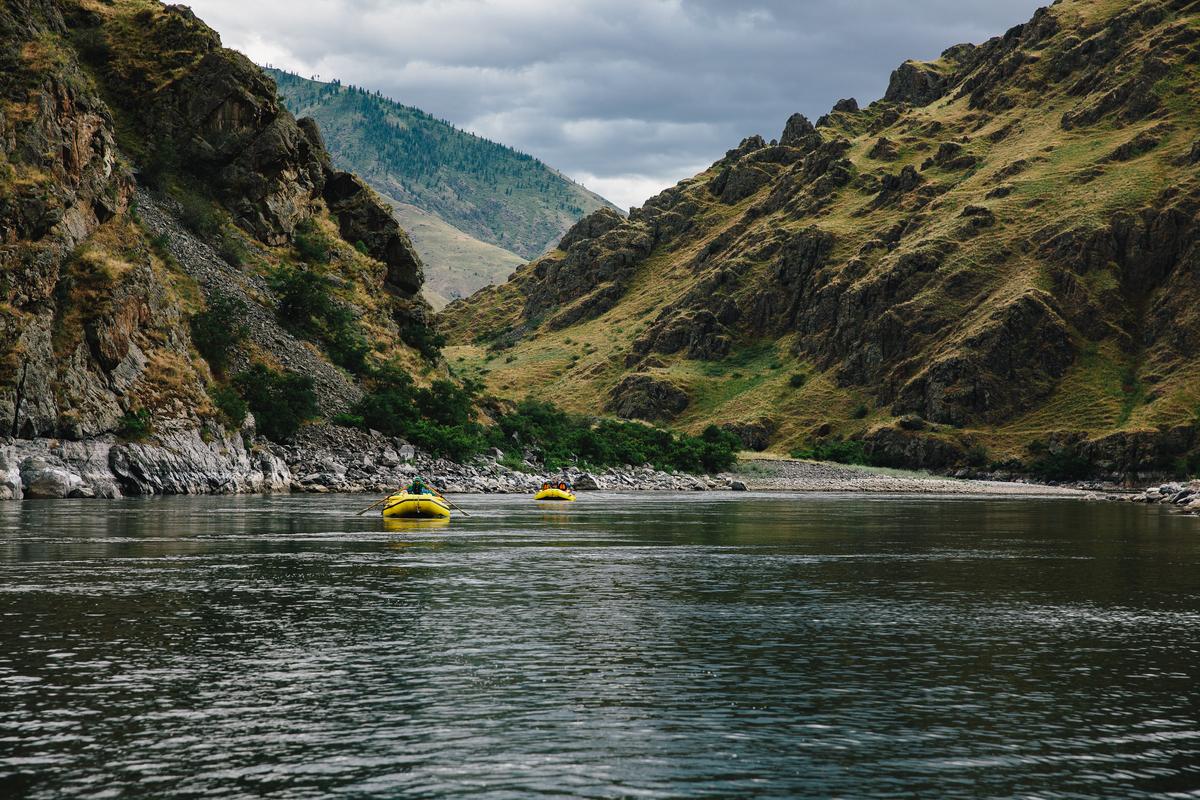 Cloudy day in Hells Canyon Snake River rafting trip