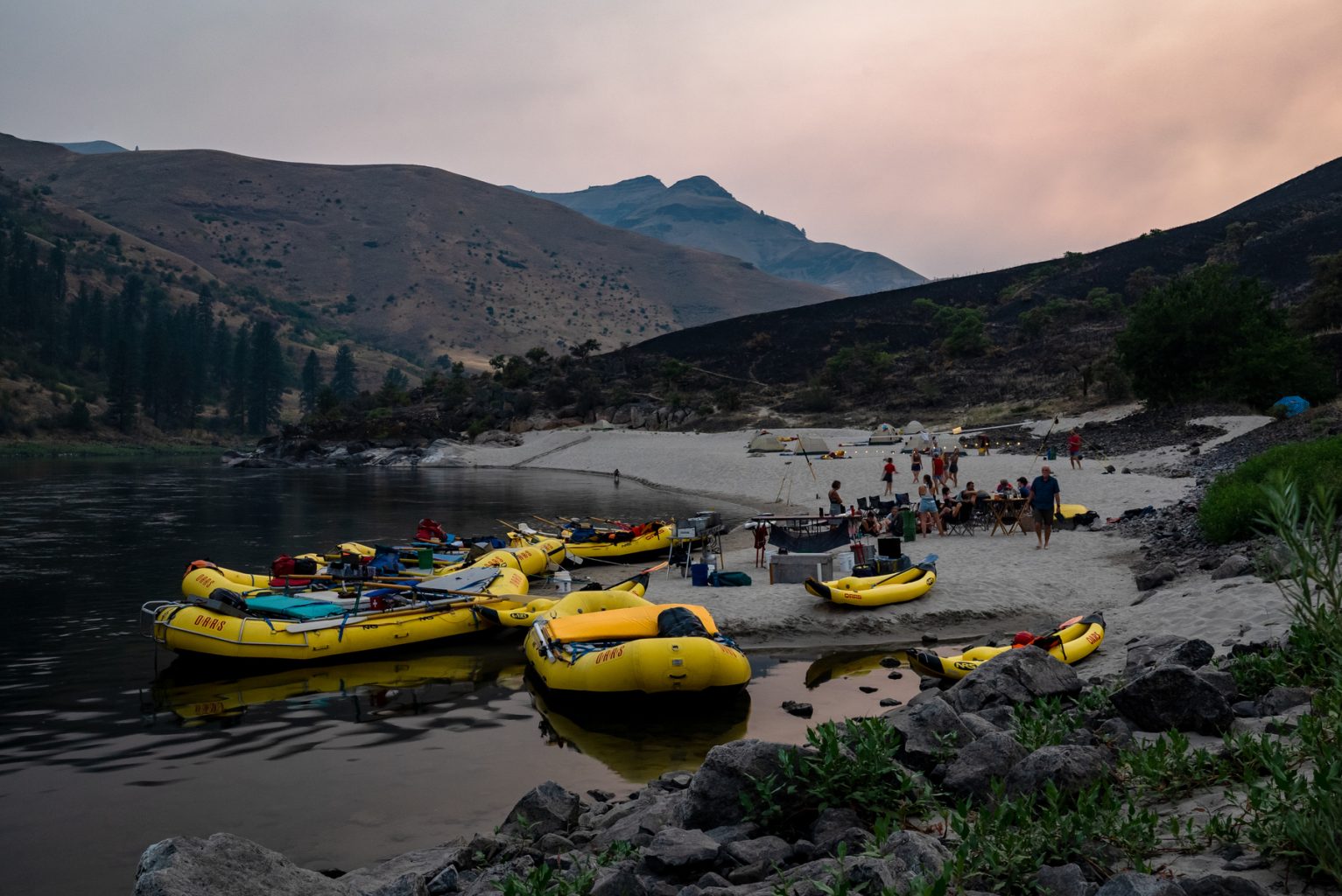 Peaceful evening in camp along Idaho's Lower Salmon River