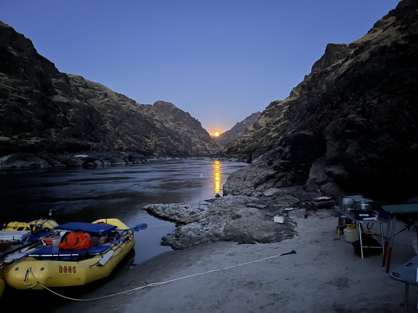 Evening in camp along the Snake River in Idaho
