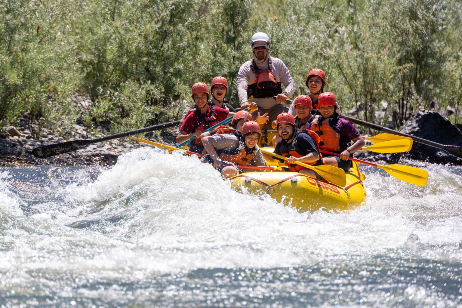 A group rafting the Rogue River in Oregon