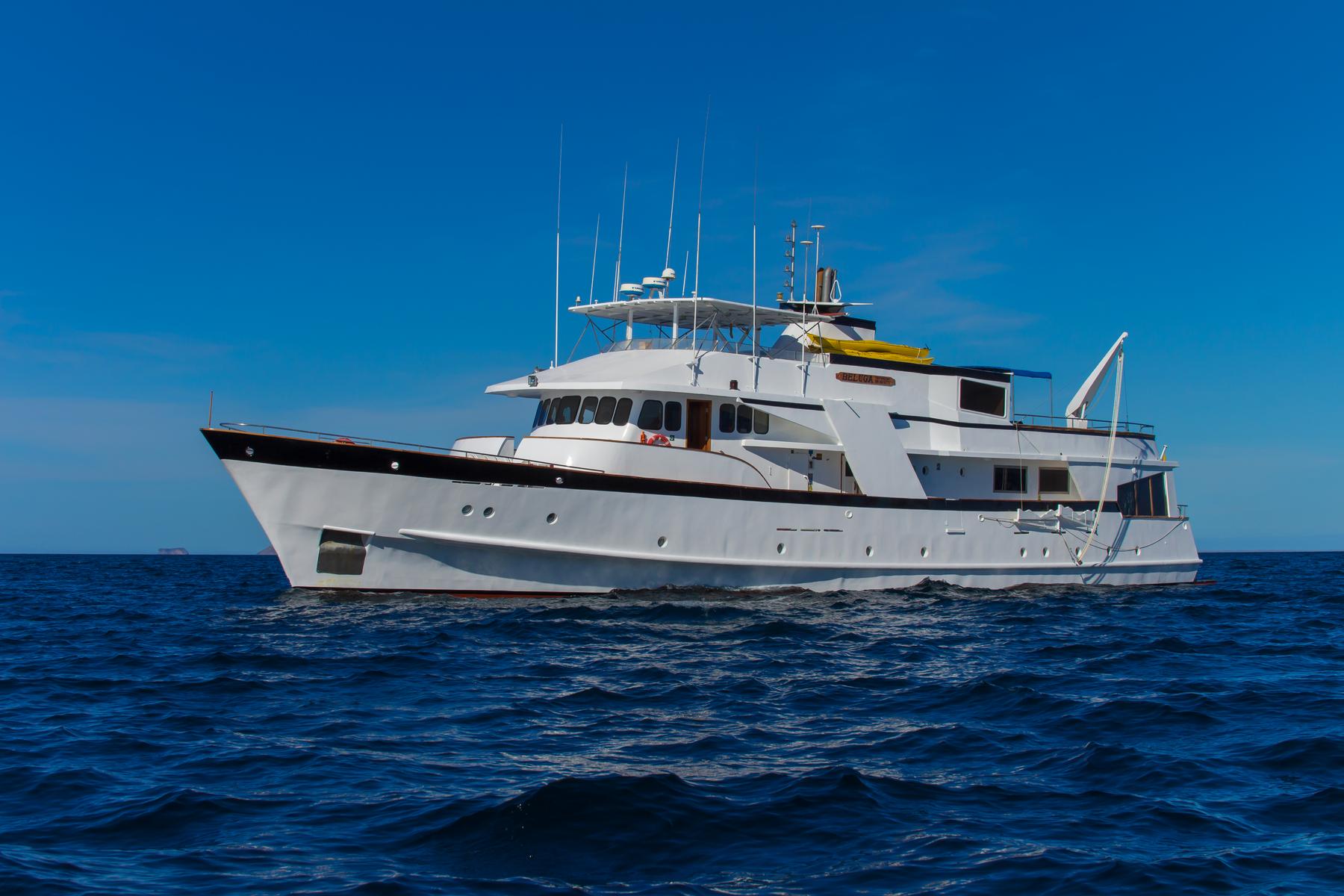 The luxury yacht Beluga out to sea in the Galapagos.
